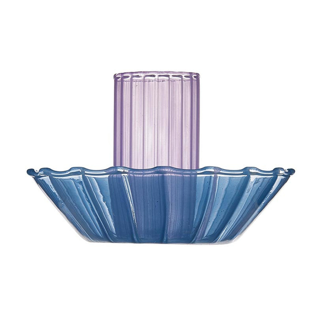 Glass Candle Holder in Blue-Purple | Aesthetic Candle Sticks Holder in Tinted Glass | 3.5" by The Bullish Store