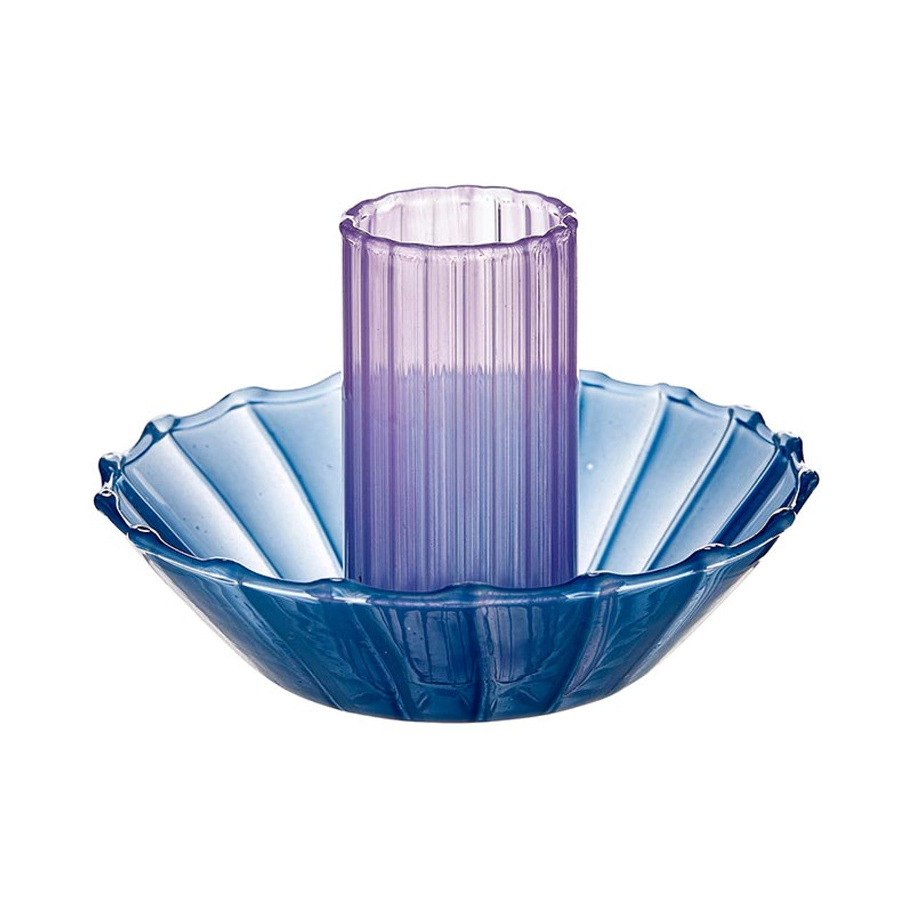 Glass Candle Holder in Blue-Purple | Aesthetic Candle Sticks Holder in Tinted Glass | 3.5" by The Bullish Store