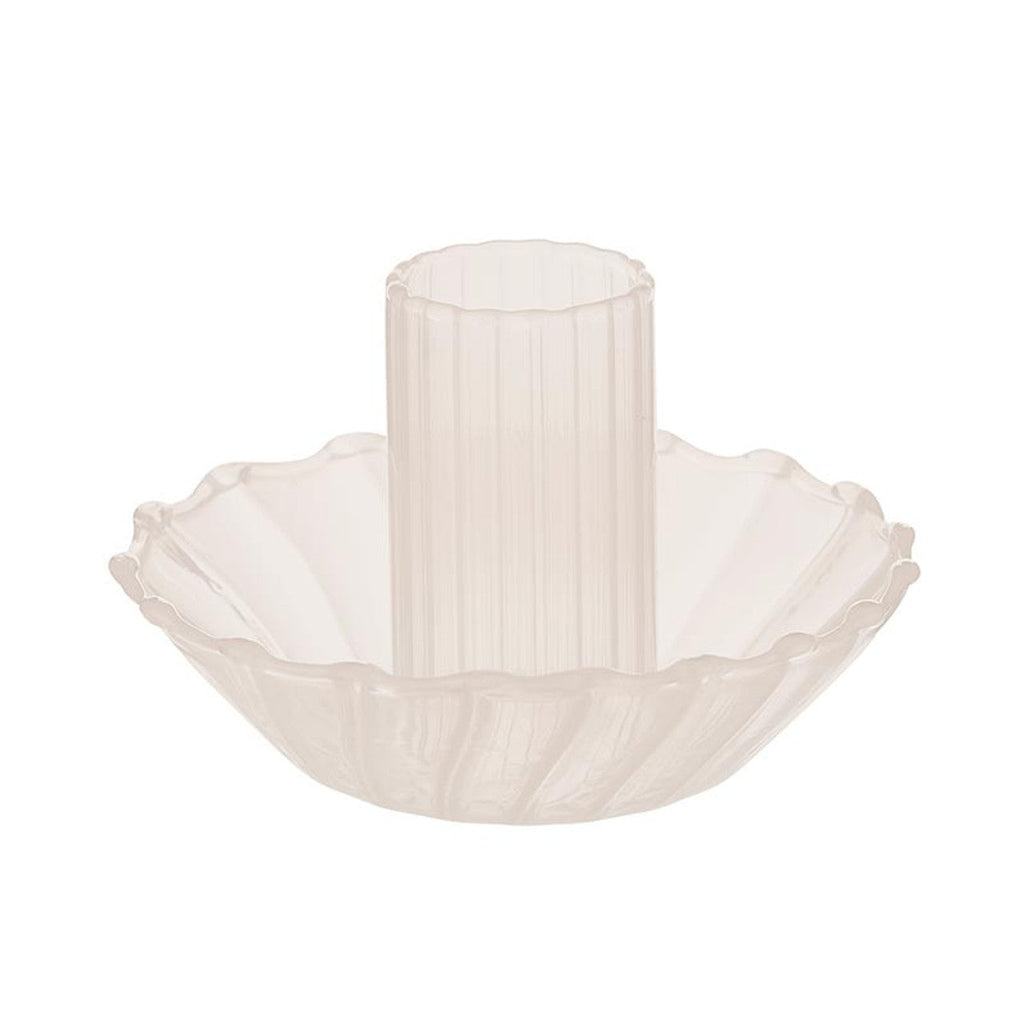 Glass Candle Holder in Cream | Aesthetic Tinted Candle Sticks Glass Taper Candlestick Base by The Bullish Store