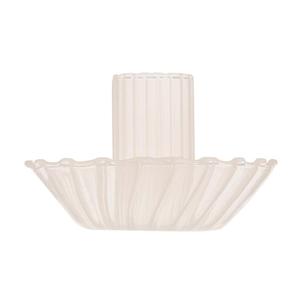 Glass Candle Holder in Cream | Aesthetic Tinted Candle Sticks Glass Taper Candlestick Base by The Bullish Store