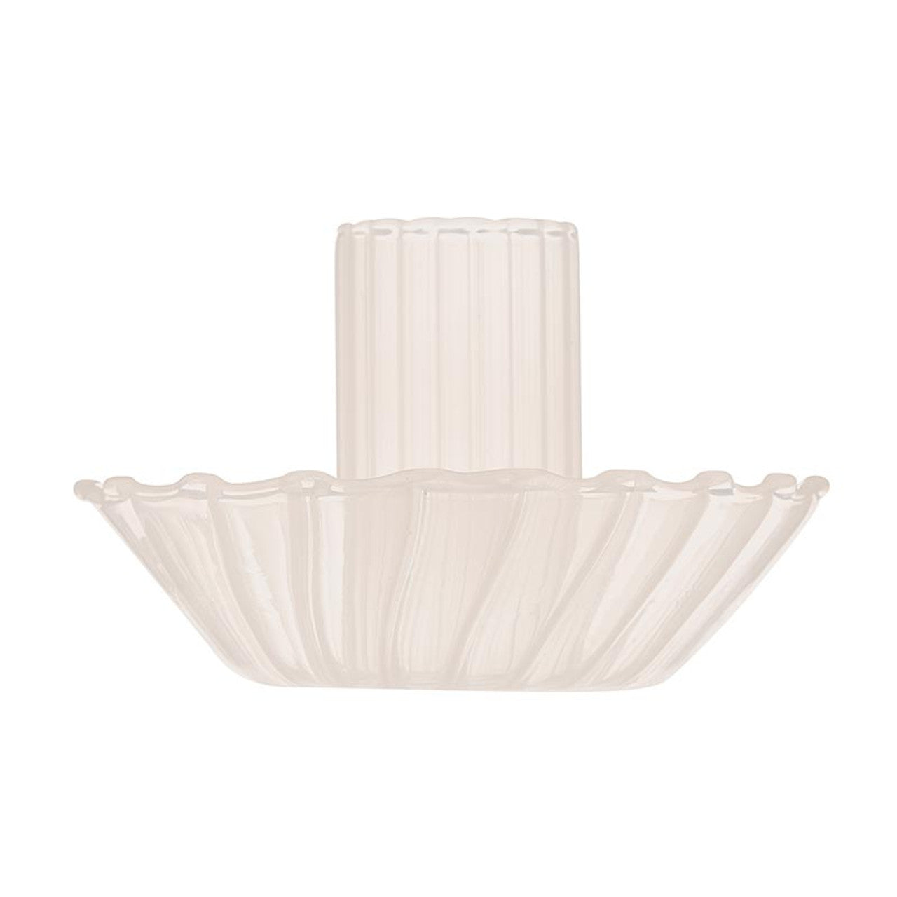 Glass Candle Holder in Cream | Aesthetic Tinted Candle Sticks Glass Taper Candlestick Base by The Bullish Store