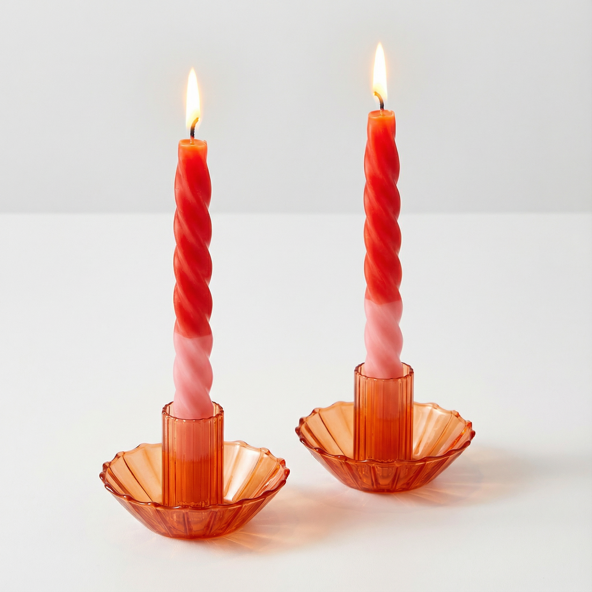 Glass Candle Holder in Red | Aesthetic Tinted Glass Taper Candle Sticks Candlestick Base by The Bullish Store