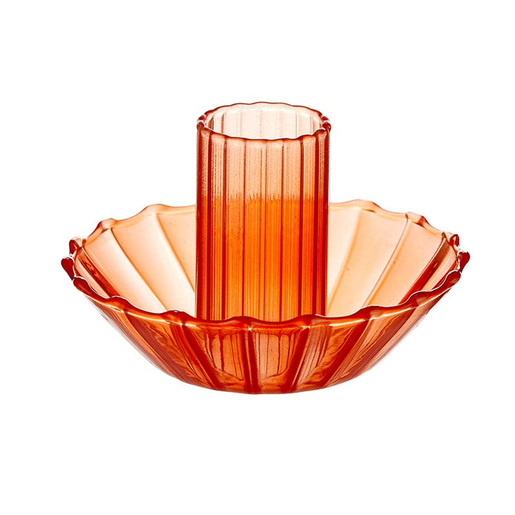 Glass Candle Holder in Red | Aesthetic Tinted Glass Taper Candle Sticks Candlestick Base by The Bullish Store