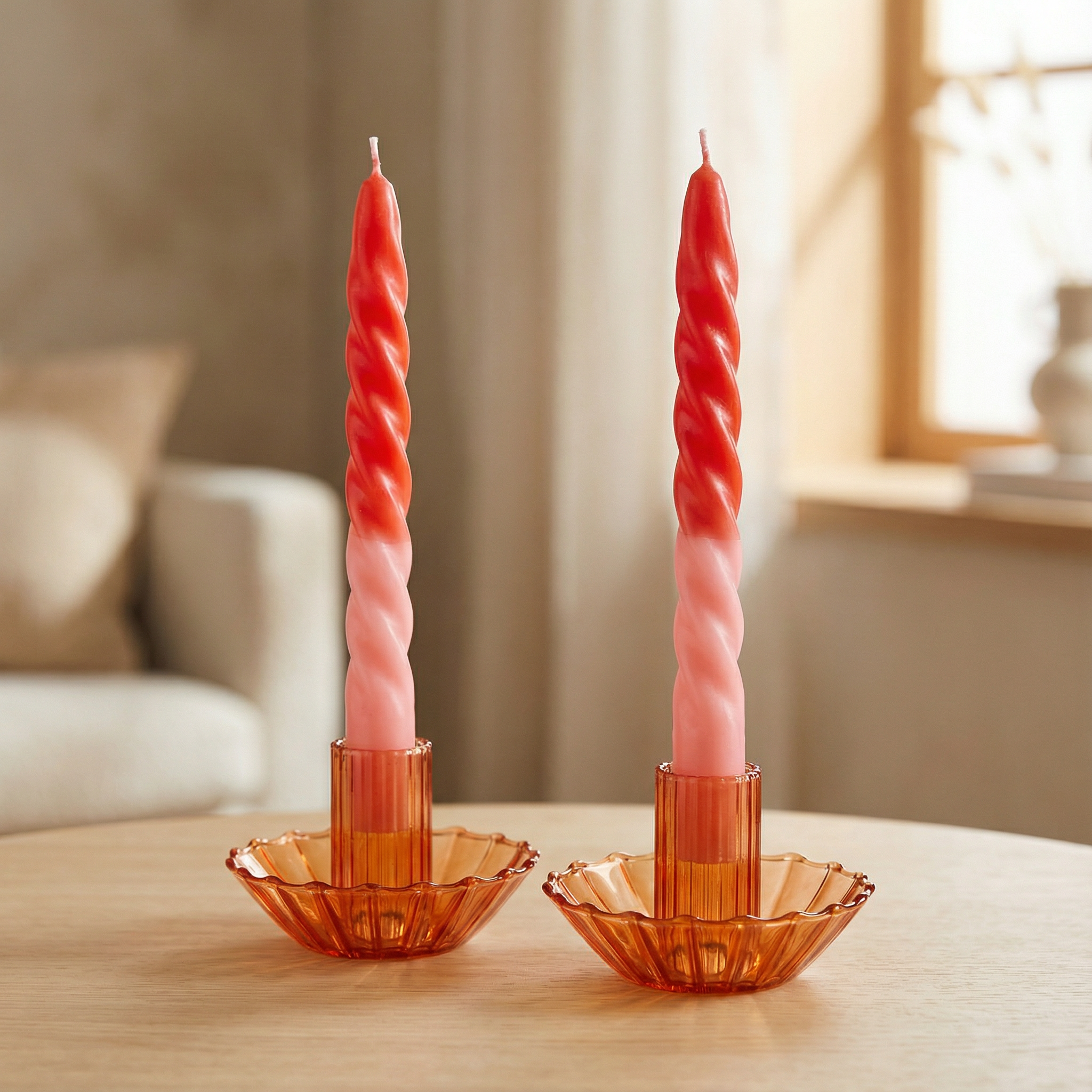 Glass Candle Holder in Red | Aesthetic Tinted Glass Taper Candle Sticks Candlestick Base by The Bullish Store