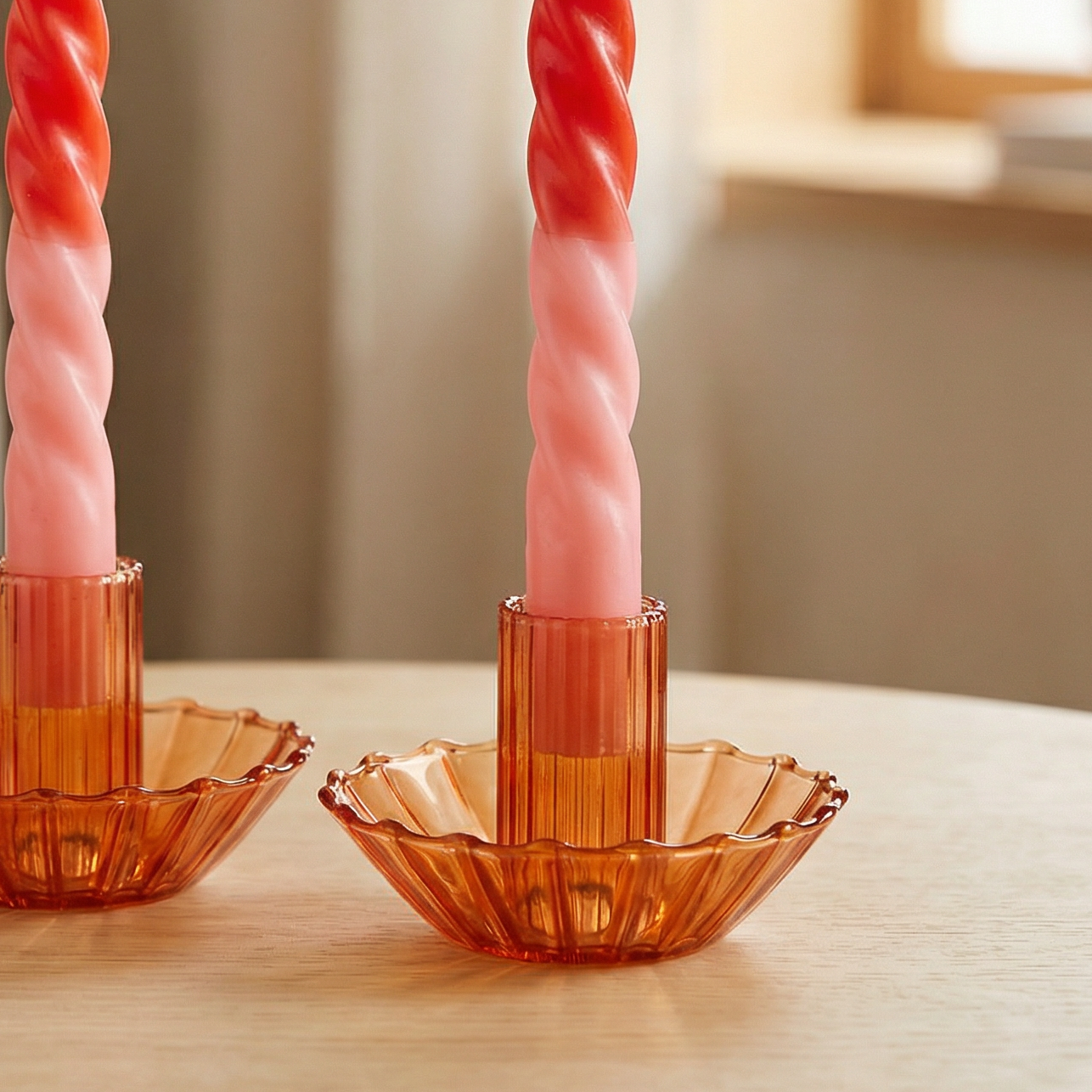 Glass Candle Holder in Red | Aesthetic Tinted Glass Taper Candle Sticks Candlestick Base by The Bullish Store