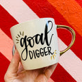 Goal Digger Mug | Gold Handle Coffee Mug | 14 oz. by The Bullish Store
