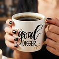 Goal Digger Mug | Gold Handle Coffee Mug | 14 oz. by The Bullish Store