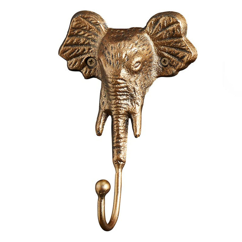 Gold Metal Elephant Hook | Wall Mounted Decorative Hook | 6" x 4" by The Bullish Store