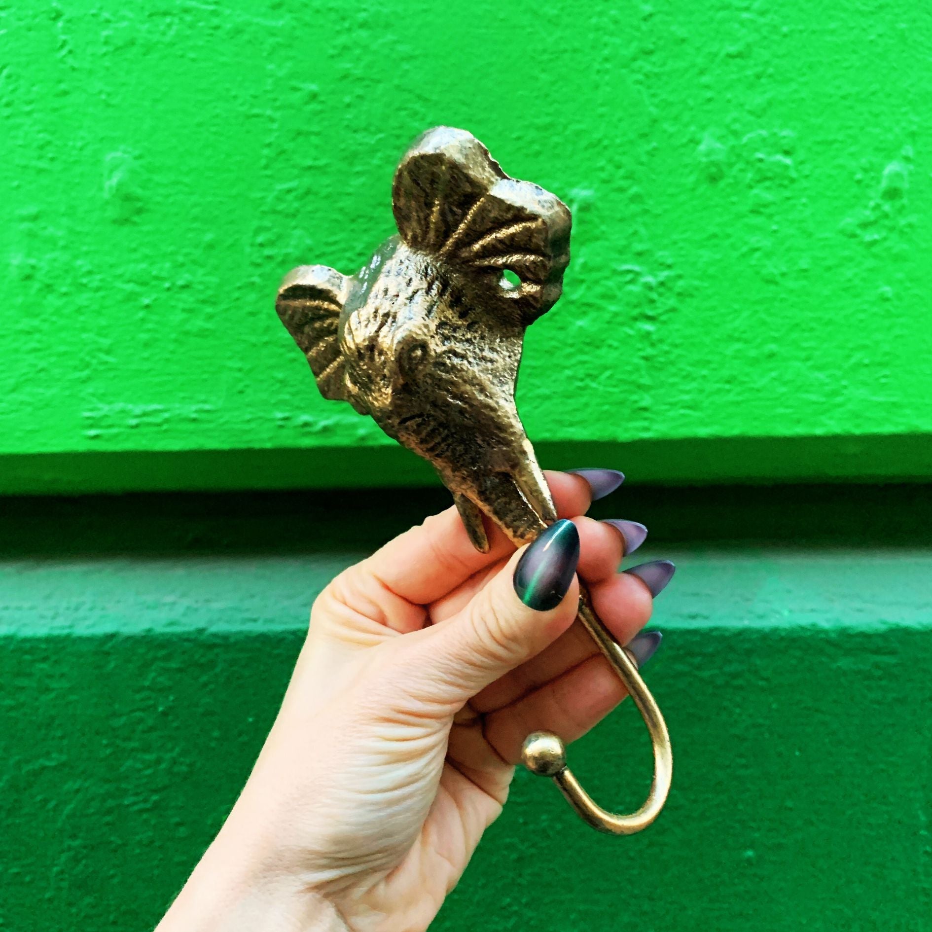 Gold Metal Elephant Hook | Wall Mounted Decorative Hook | 6" x 4" by The Bullish Store