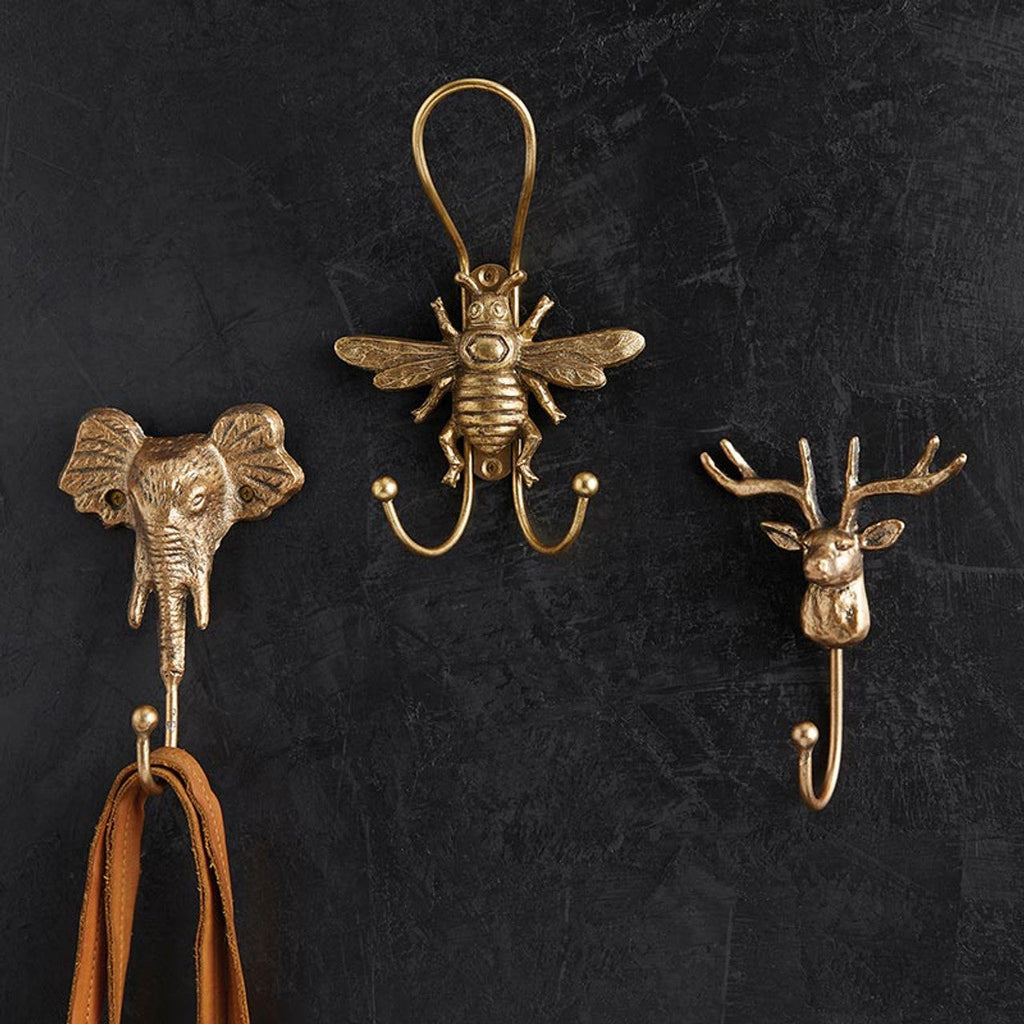 Gold Metal Elephant Hook | Wall Mounted Decorative Hook | 6" x 4" by The Bullish Store