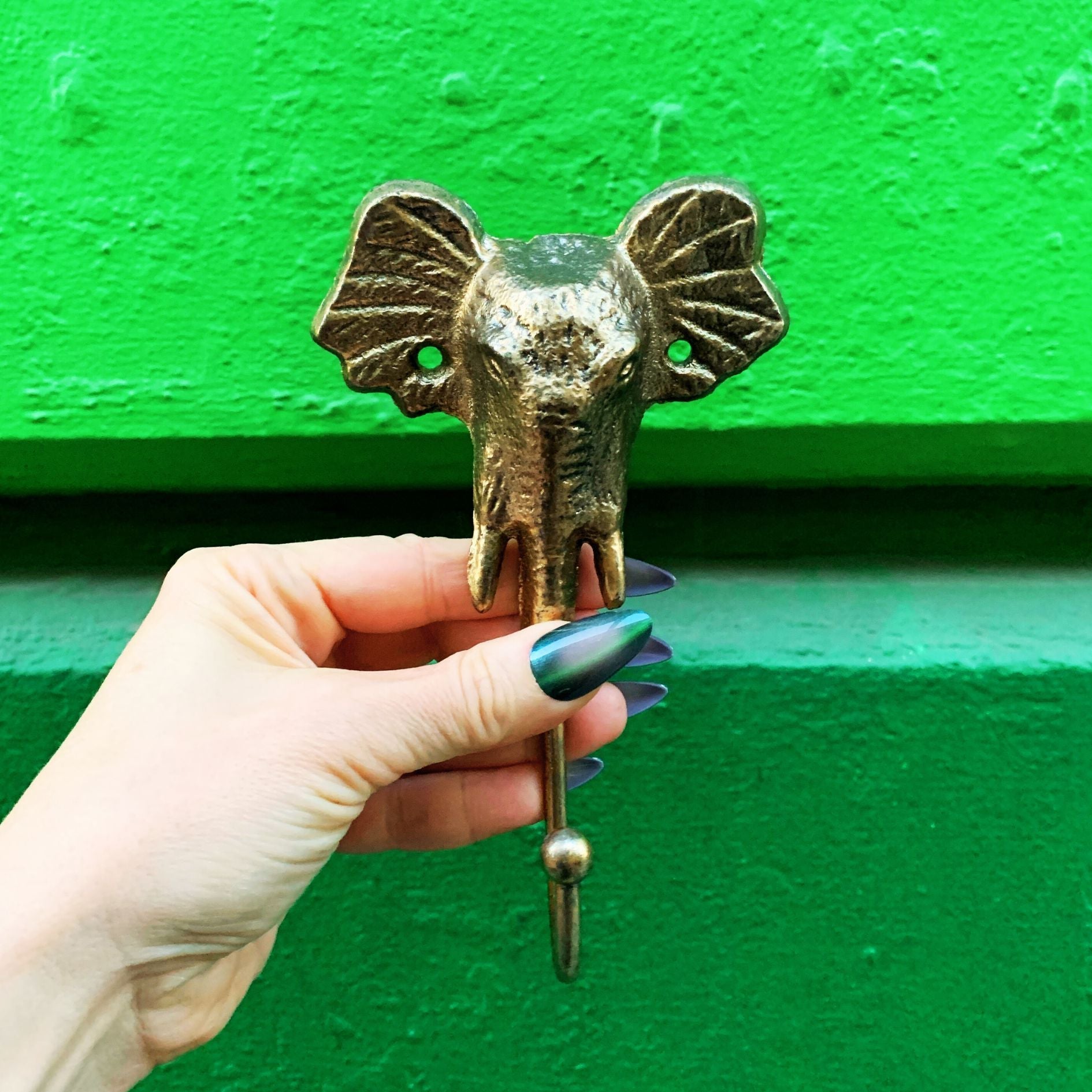Gold Metal Elephant Hook | Wall Mounted Decorative Hook | 6" x 4" by The Bullish Store