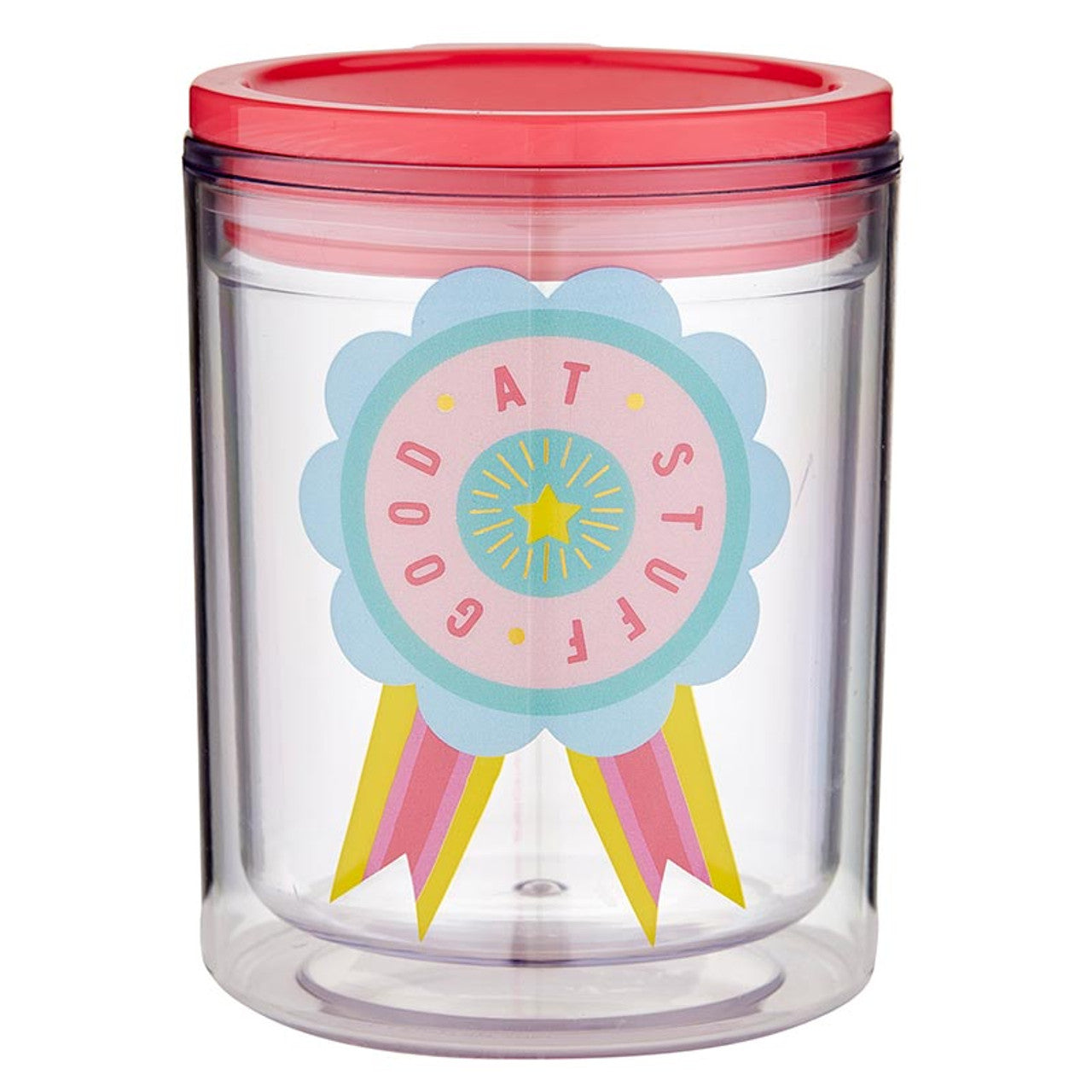 Good At Stuff Double-Wall Short Tumbler | Acrylic Travel Mug with Lid | 4.5" by The Bullish Store