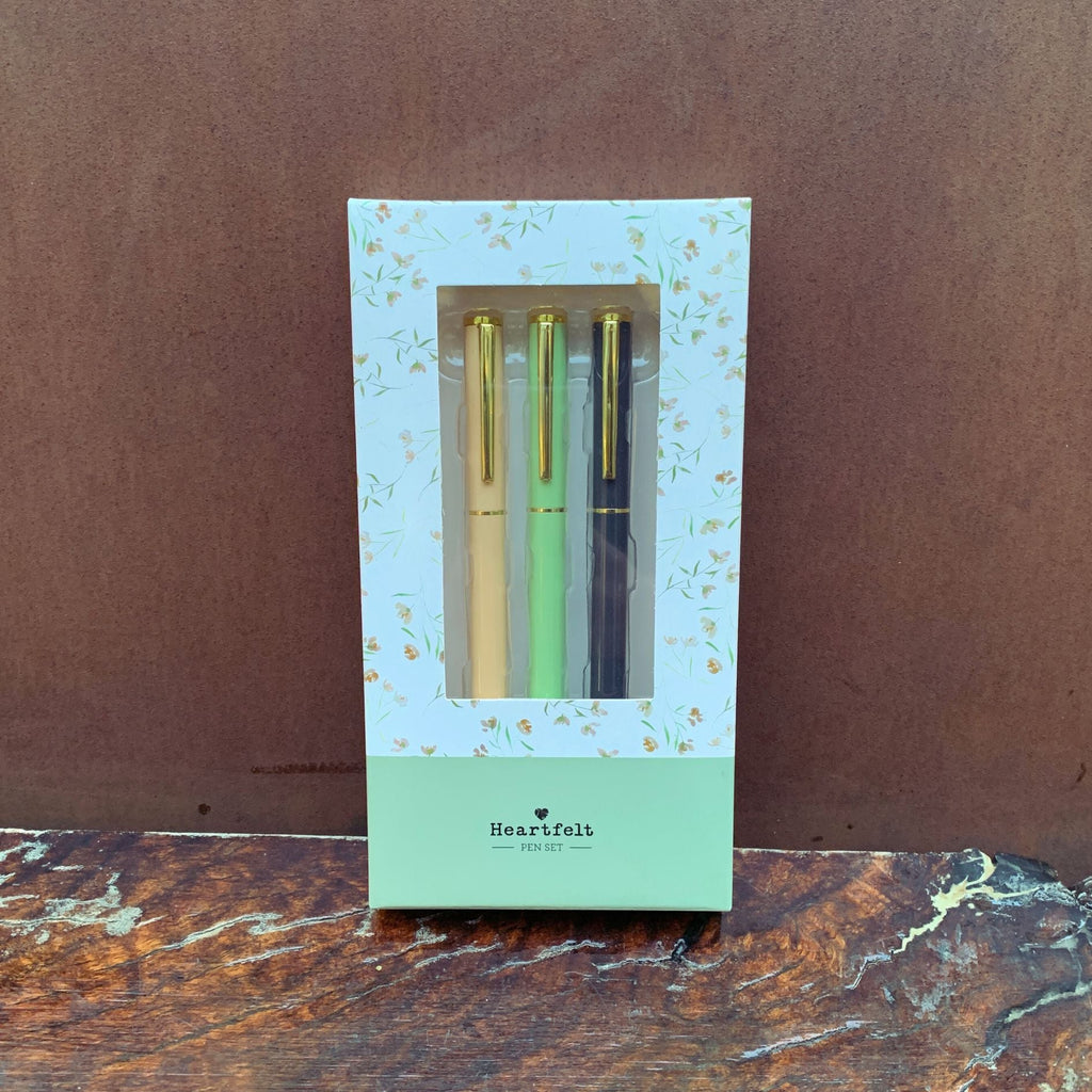 Gratitude 3 Piece Pen Set | Set Of 3 Giftable Pens in Floral Box | Refillable | Gifts For Her by The Bullish Store