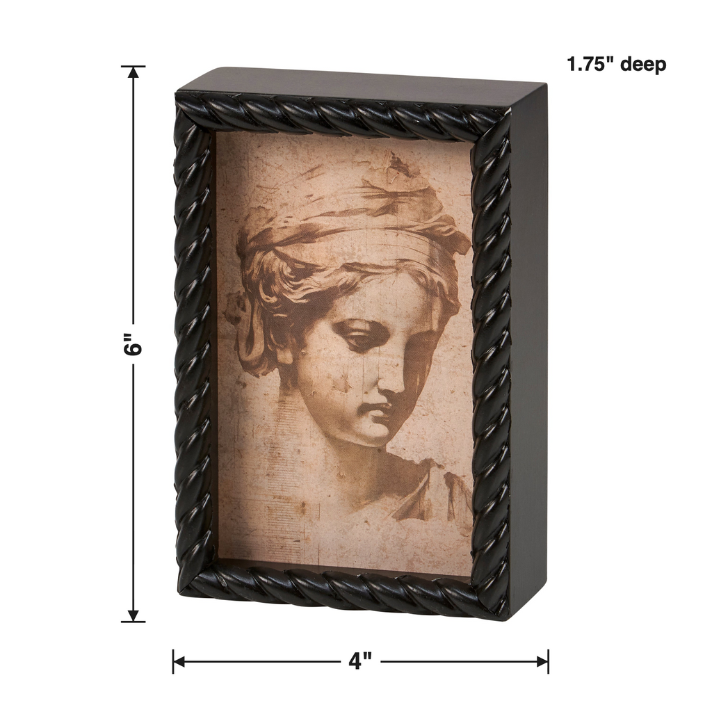 Greek Sketch Inset Box Sign | Wall Desk Wooden Decor | 4" x 6" by The Bullish Store
