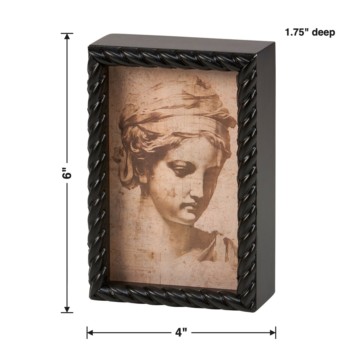 Greek Sketch Inset Box Sign | Wall Desk Wooden Decor | 4" x 6" by The Bullish Store