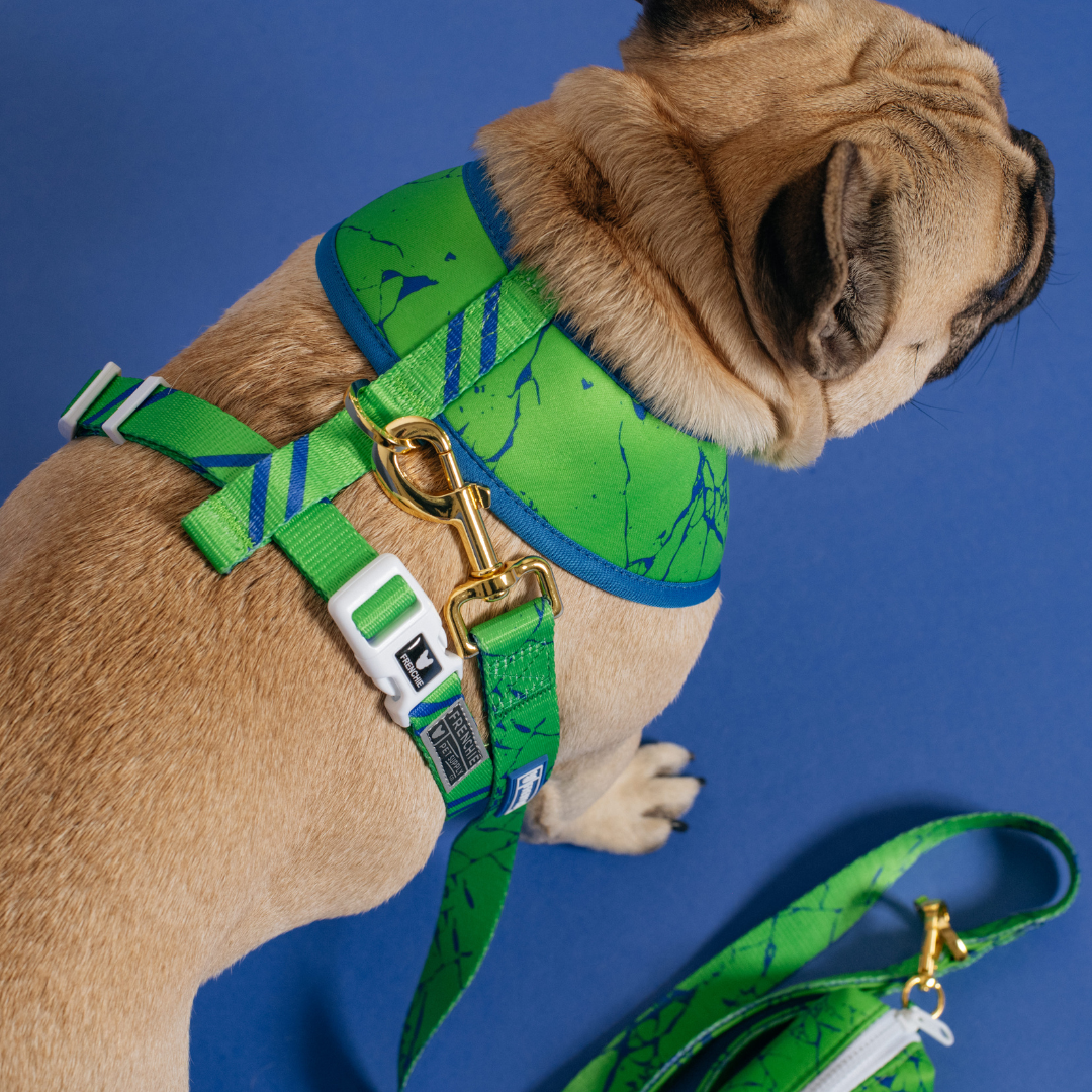 Frenchie Duo Reversible Harness - Green Marble by Frenchie Bulldog