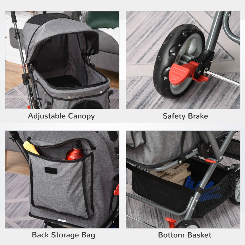 Pet Foldable Travel Carriage Stroller with Reversible Handle by Furr Baby Gifts