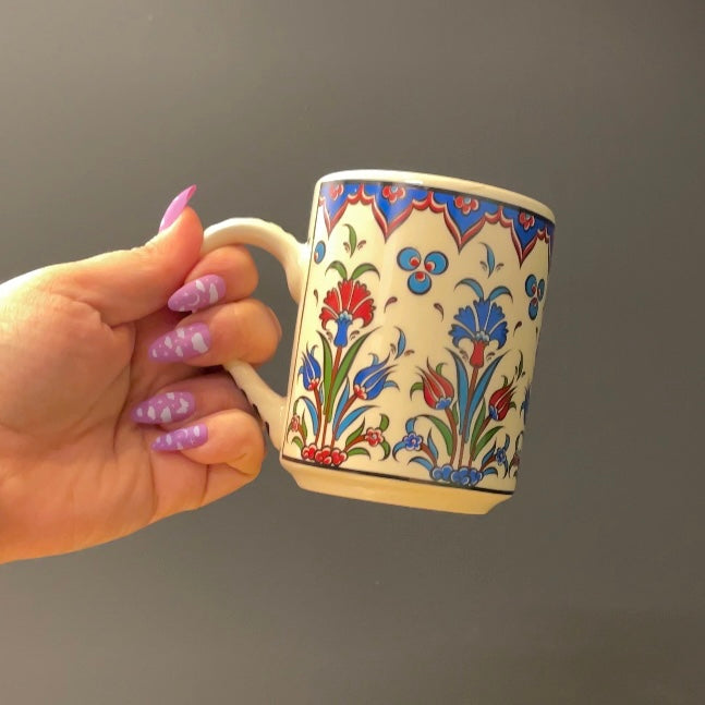 Set of 4 Handmade in Türkiye Ceramic Botanical Mugs - 9 Styles Available by The Bullish Store
