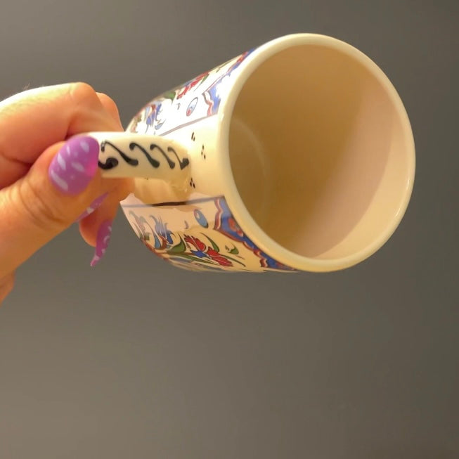 Set of 4 Handmade in Türkiye Ceramic Botanical Mugs - 9 Styles Available by The Bullish Store