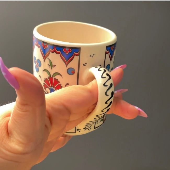 Set of 4 Handmade in Türkiye Ceramic Botanical Mugs - 9 Styles Available by The Bullish Store