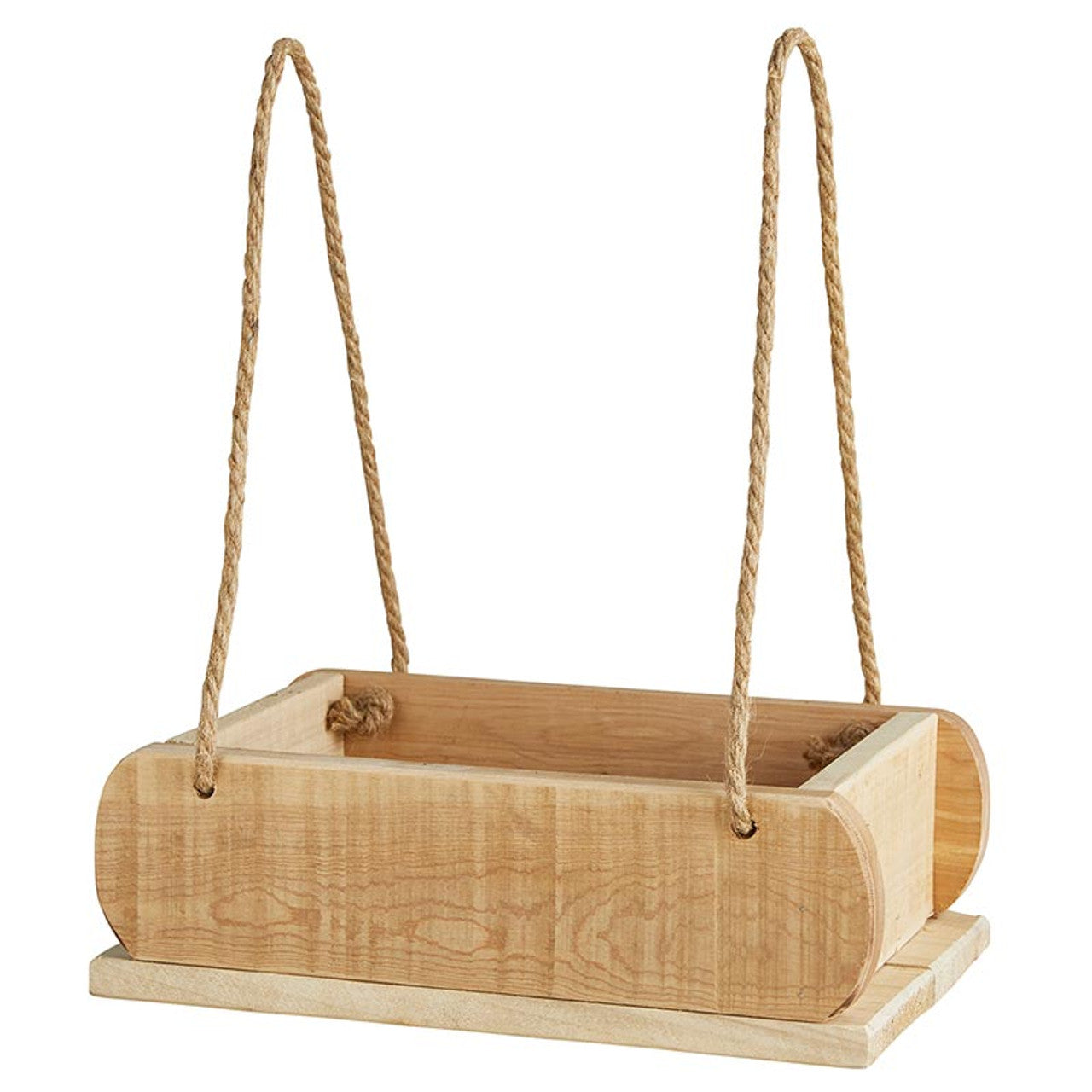 Hanging Wood Planter with Twine Rope Hanging Loops | 12"L x 7"W x 4"H by The Bullish Store