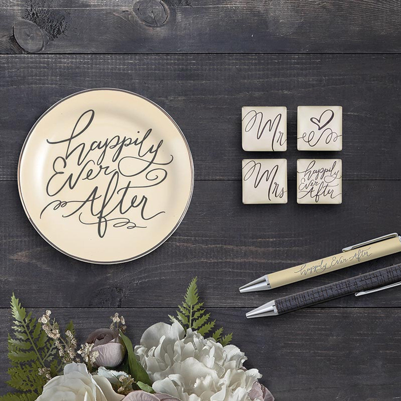 Happily Every After Pen Set | Set of 2 Giftable Wedding Pens in Box | Refillable by The Bullish Store