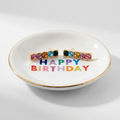 Happy Birthday Trinket Tray & Earring Set | Ceramic Dish Tray and Jewelry Gem Stones Earring Gift Set | Gift for Her by The Bullish Store