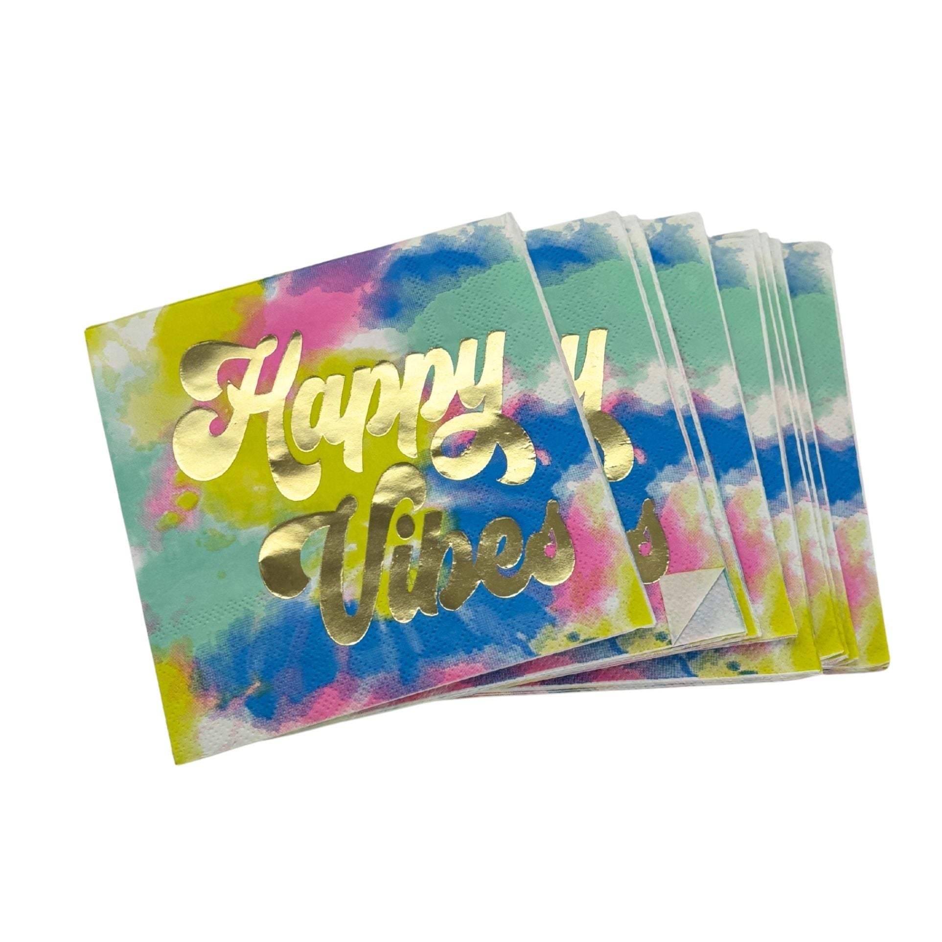 Happy Vibes Coaster Mug and Cocktail Napkin Bundle | Giftable Drinkware Set by The Bullish Store