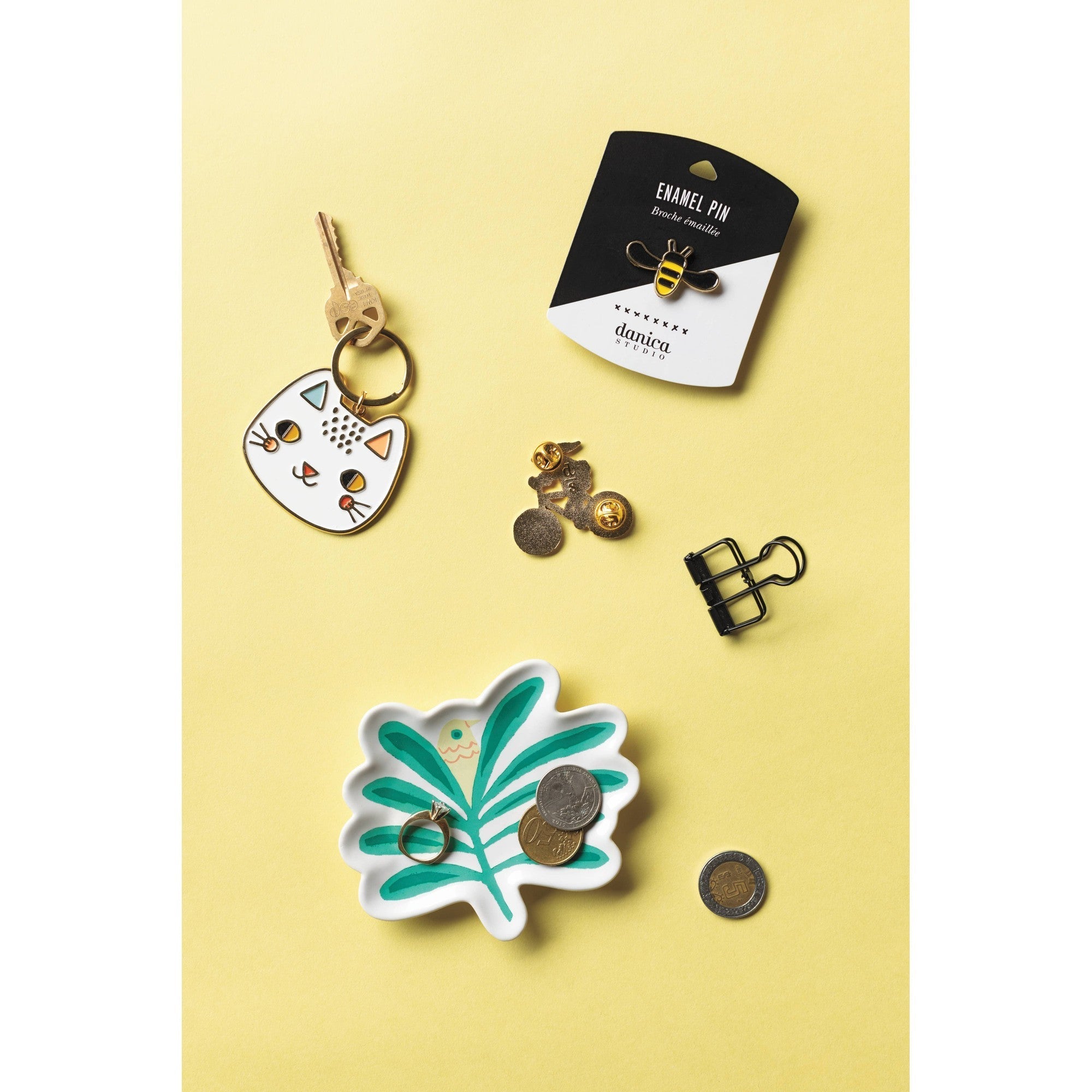 Haven Palm Tree Shaped Ceramic Trinket Tray | Catch-all Decorative Tray | 4.75” x 4” by The Bullish Store