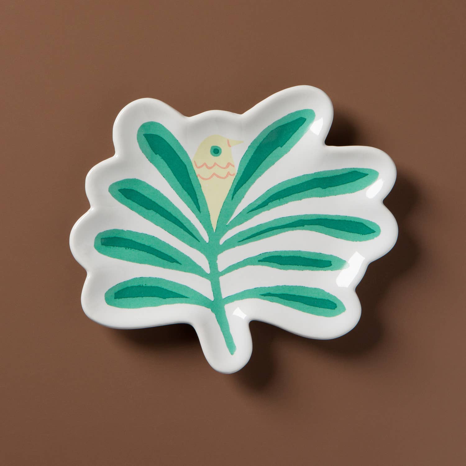 Haven Palm Tree Shaped Ceramic Trinket Tray | Catch-all Decorative Tray | 4.75” x 4” by The Bullish Store