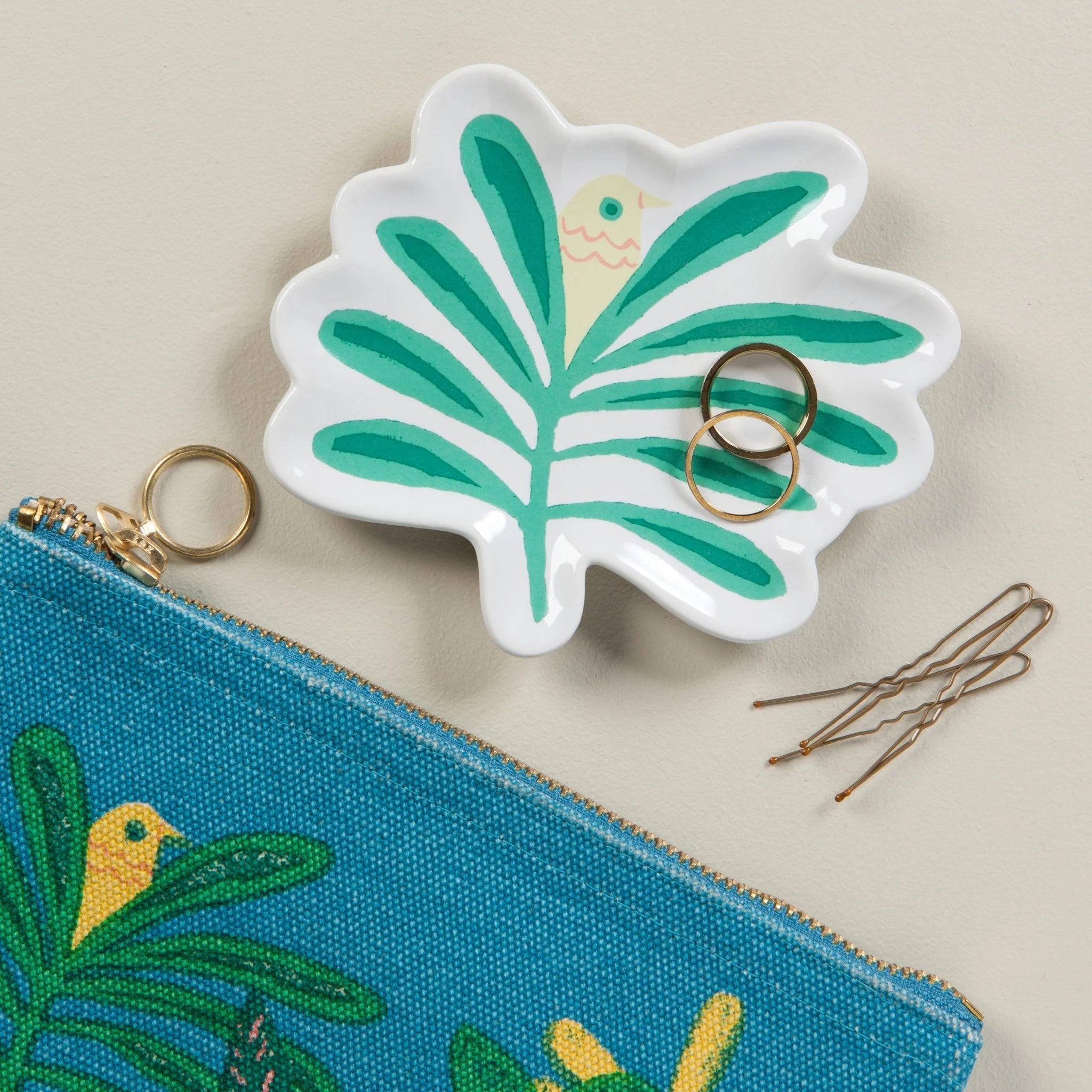 Haven Palm Tree Shaped Ceramic Trinket Tray | Catch-all Decorative Tray | 4.75” x 4” by The Bullish Store