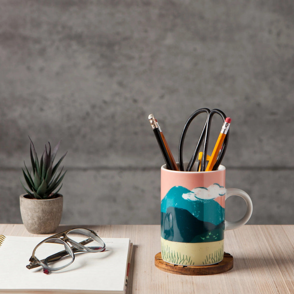 Haven Tall Ceramic Mug | Small Loop Handle Coffee Tea Cup | 14 oz by The Bullish Store
