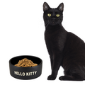 Hello Kitty Ceramic Pet Bowl in Black | Circular Pet Water Food Dish Feeder | 6" by The Bullish Store