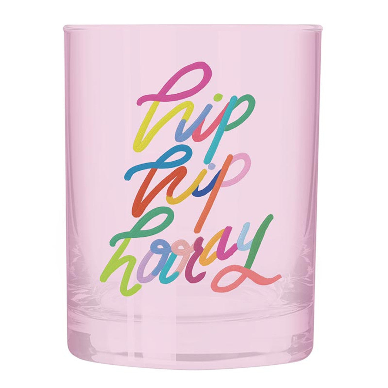 Hip Hip Hooray Double Old Fashioned Cocktail Glass | Classic Tinted Pink Glass | 12 oz by The Bullish Store