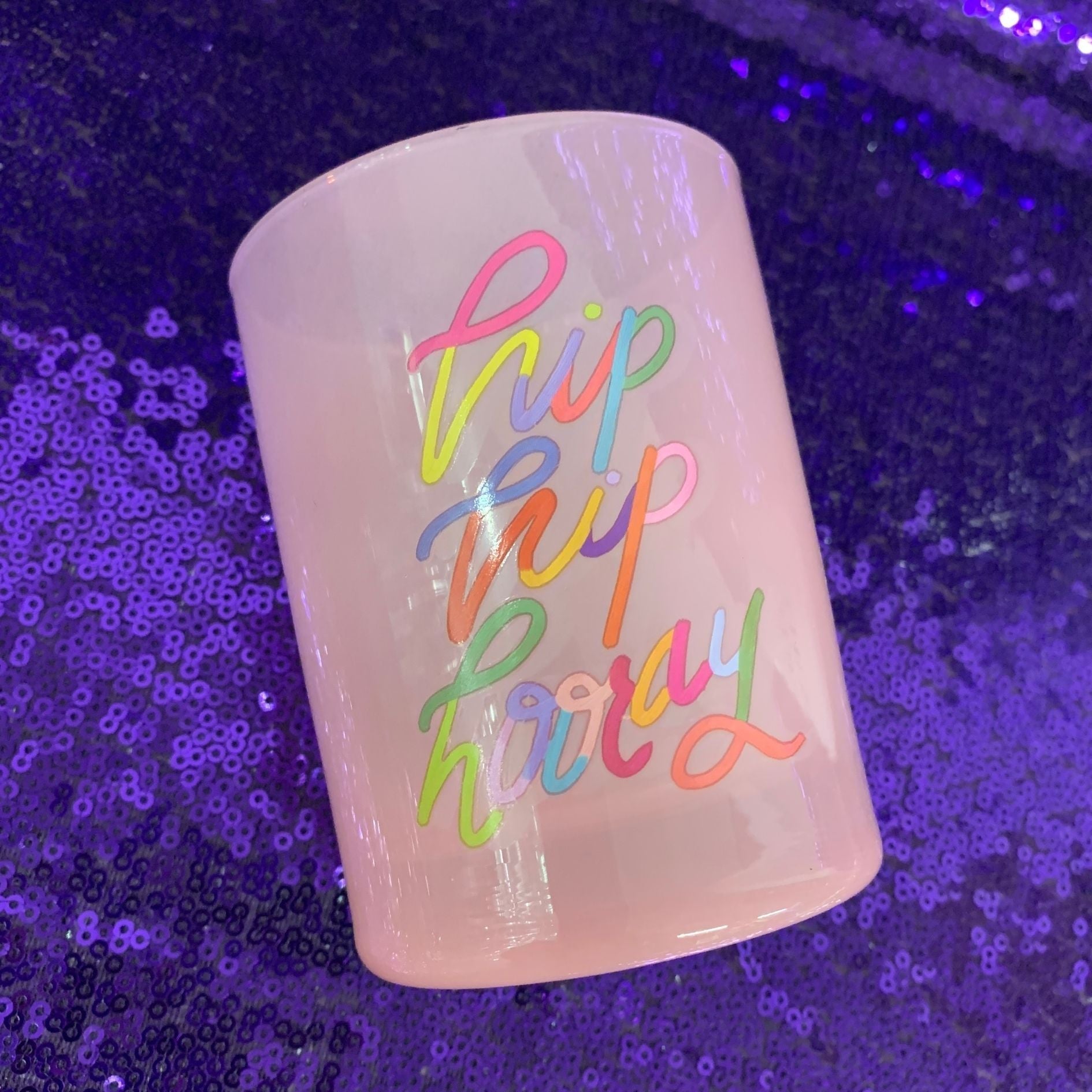 Hip Hip Hooray Double Old Fashioned Cocktail Glass | Classic Tinted Pink Glass | 12 oz by The Bullish Store