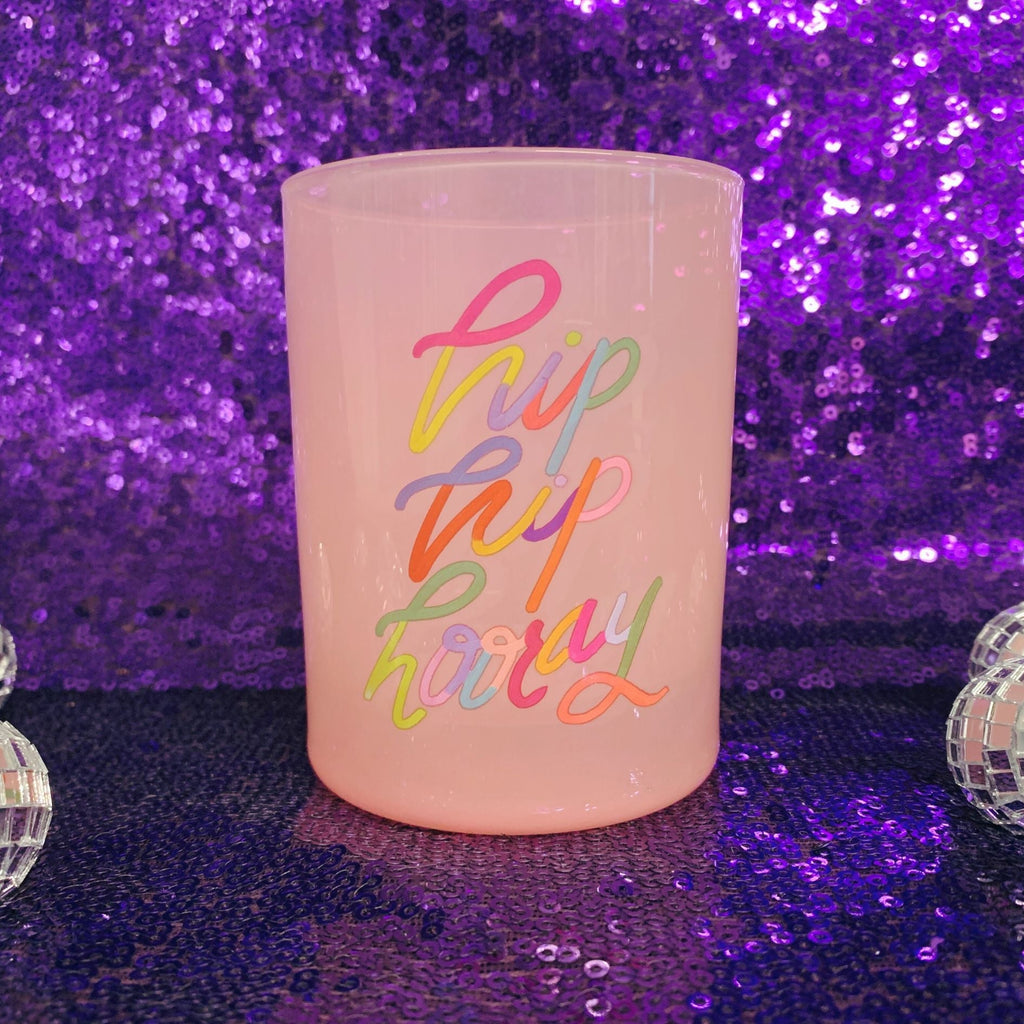 Hip Hip Hooray Double Old Fashioned Cocktail Glass | Classic Tinted Pink Glass | 12 oz by The Bullish Store