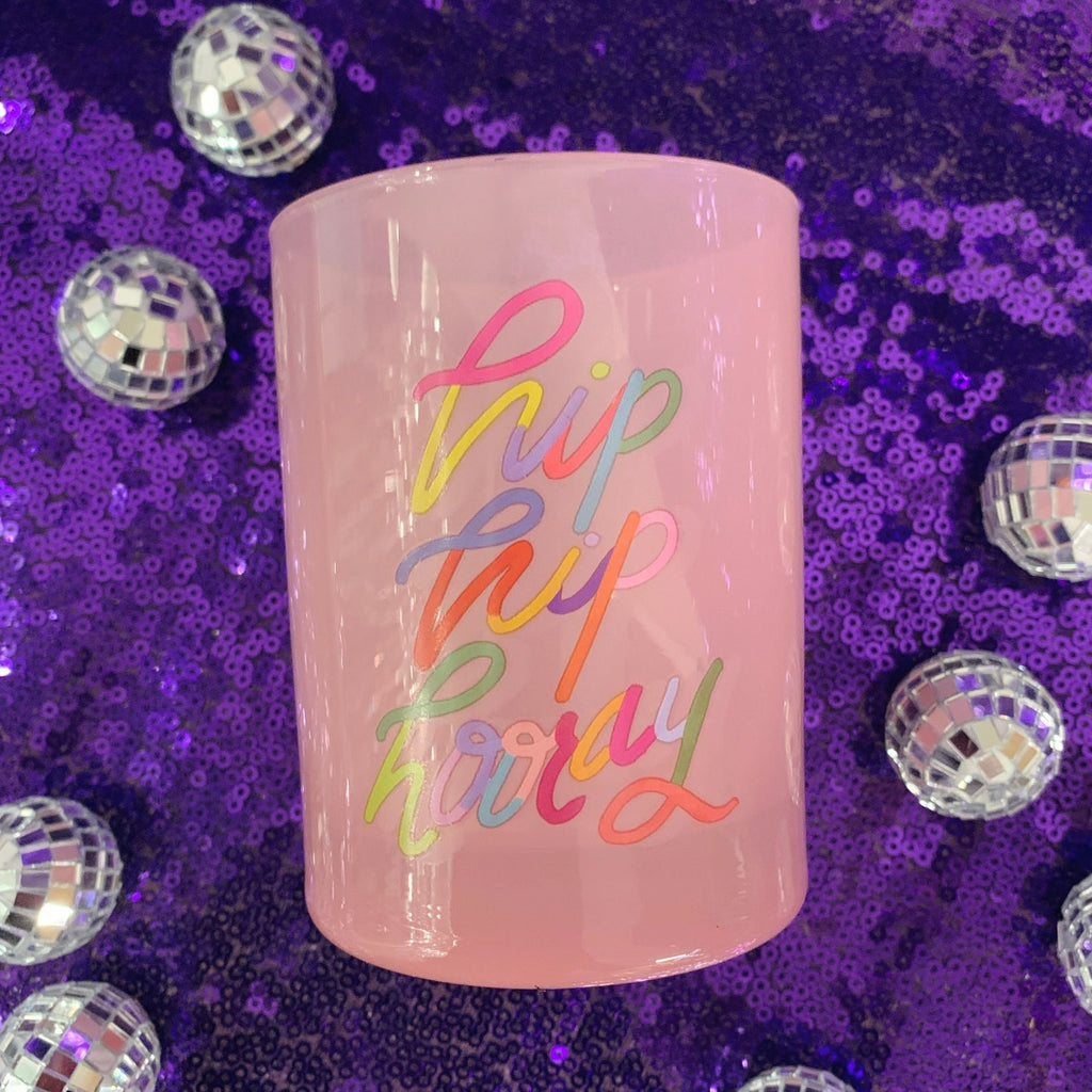 Hip Hip Hooray Double Old Fashioned Cocktail Glass | Classic Tinted Pink Glass | 12 oz by The Bullish Store