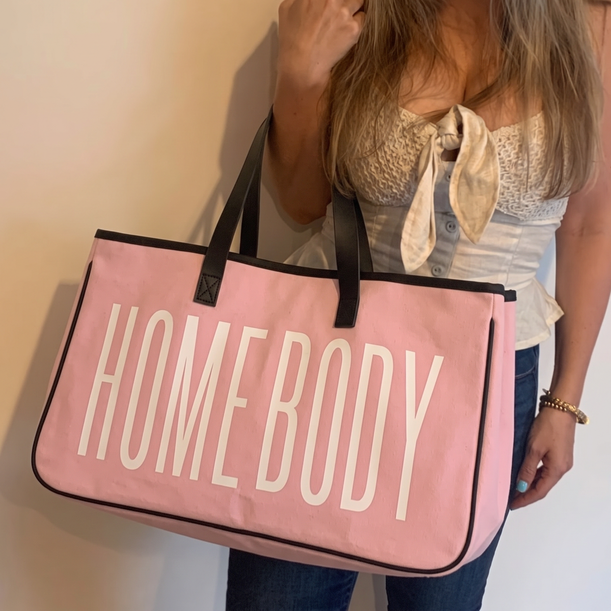Homebody Large Rectangular Tote Bag | Analog Bag | Genuine Leather Handles by The Bullish Store