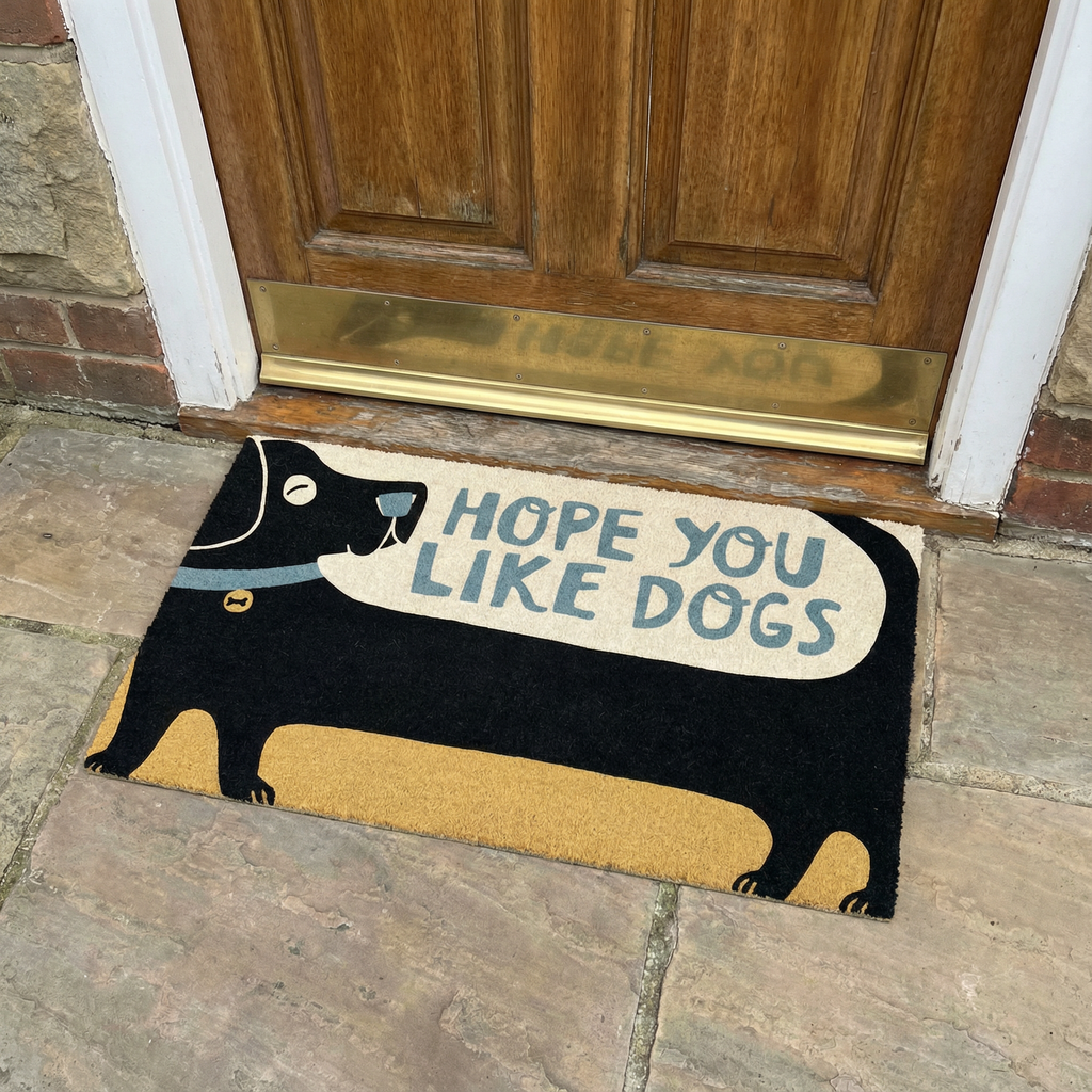 Hope You Like Dogs Entryway Indoor/Outdoor Rug | 34" x 20" | Slip-Resistant Backing by The Bullish Store