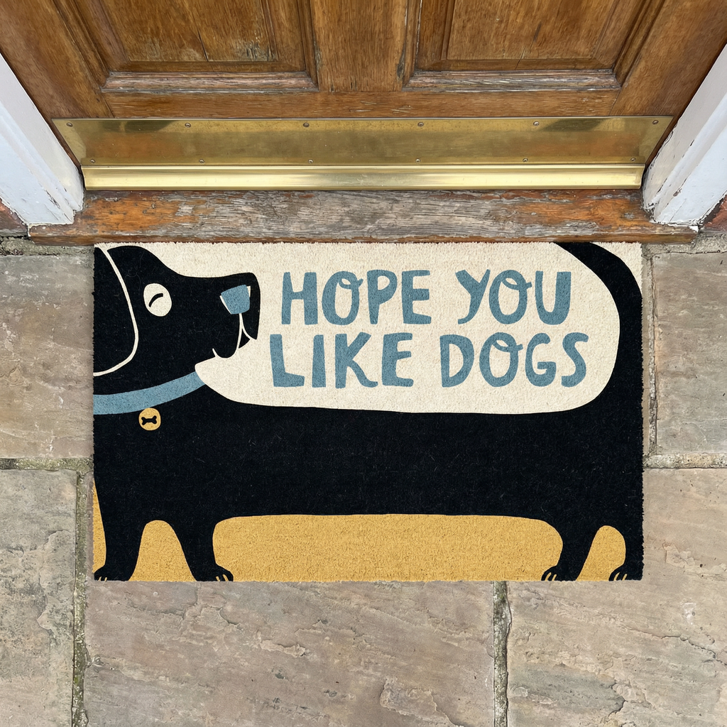 Hope You Like Dogs Entryway Indoor/Outdoor Rug | 34" x 20" | Slip-Resistant Backing by The Bullish Store