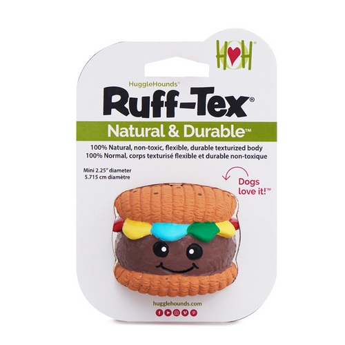Big Buns Foodies Hamburger Ruff-Tex® Latex Ball Dog Toy by HuggleHounds