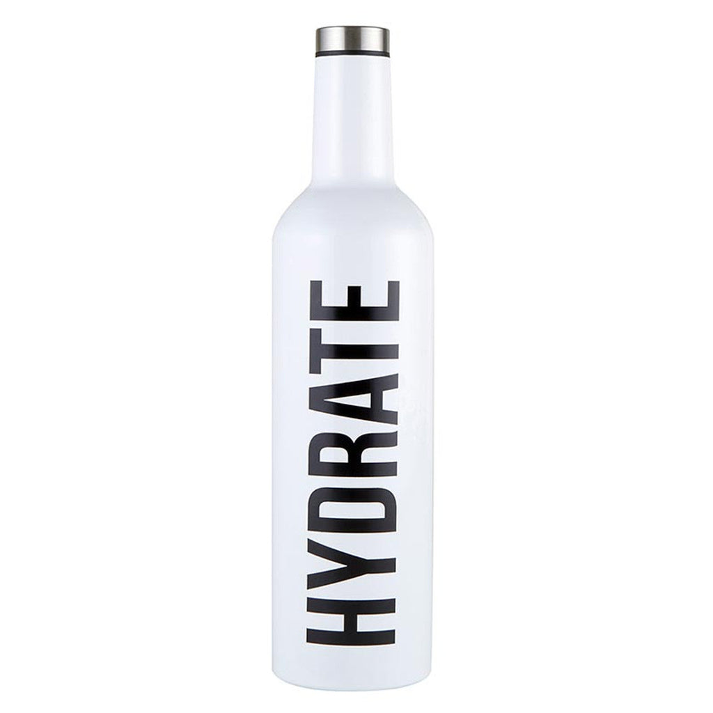 Hydrate Stainless Steel Water or Wine Bottle in White | Holds an Entire Bottle of Wine | 25oz by The Bullish Store