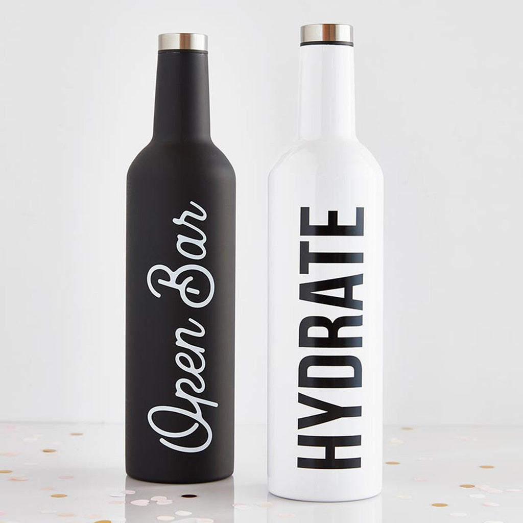 Hydrate Stainless Steel Water or Wine Bottle in White | Holds an Entire Bottle of Wine | 25oz by The Bullish Store