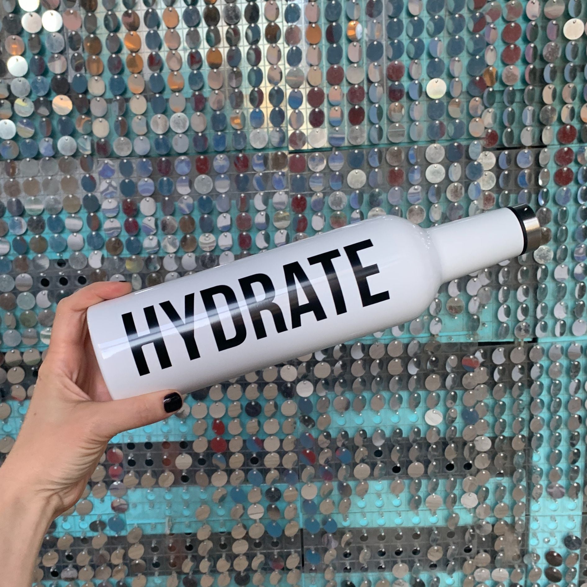 Hydrate Stainless Steel Water or Wine Bottle in White | Holds an Entire Bottle of Wine | 25oz by The Bullish Store