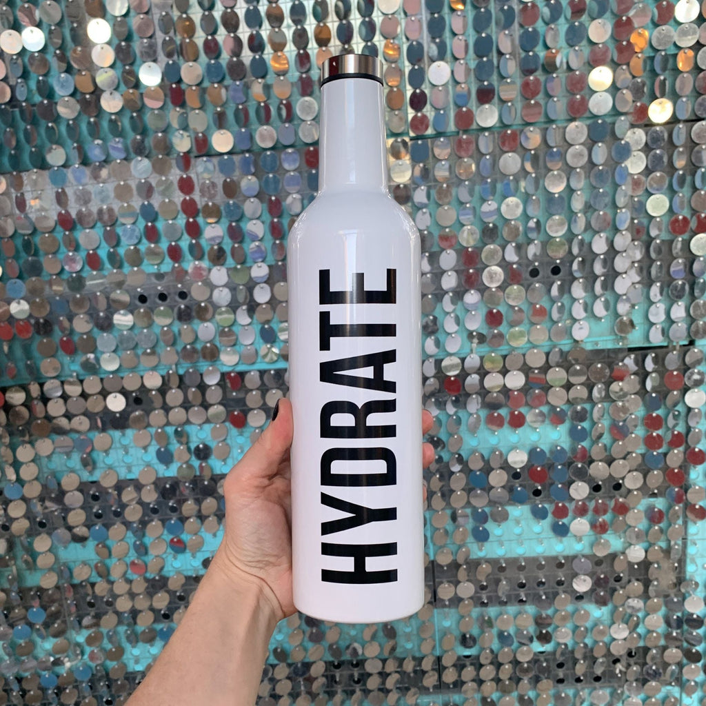Hydrate Stainless Steel Water or Wine Bottle in White | Holds an Entire Bottle of Wine | 25oz by The Bullish Store