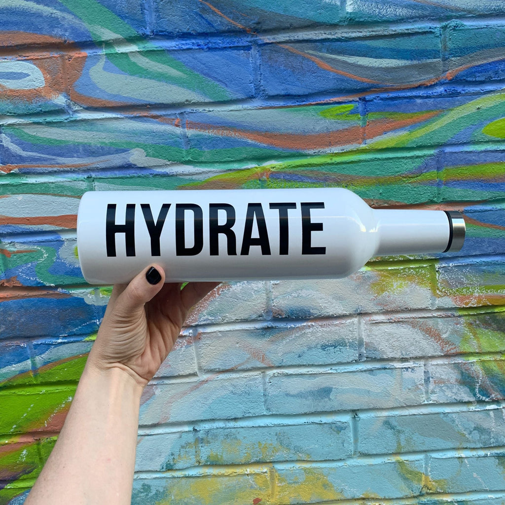 Hydrate Stainless Steel Water or Wine Bottle in White | Holds an Entire Bottle of Wine | 25oz by The Bullish Store