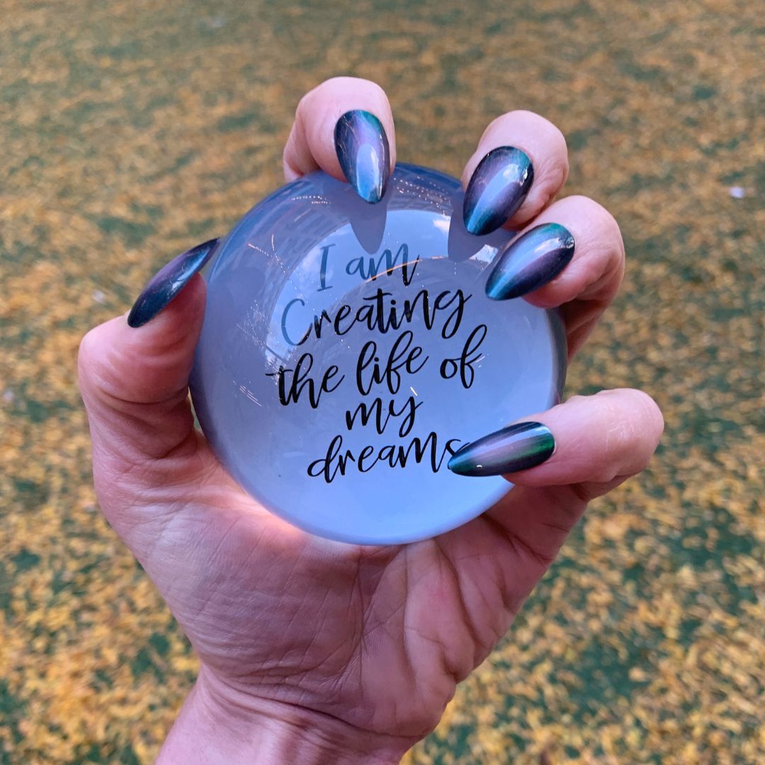 I Am Creating The Life Of My Dreams Glass Dome Paper Weight | Paper Document Holder by The Bullish Store