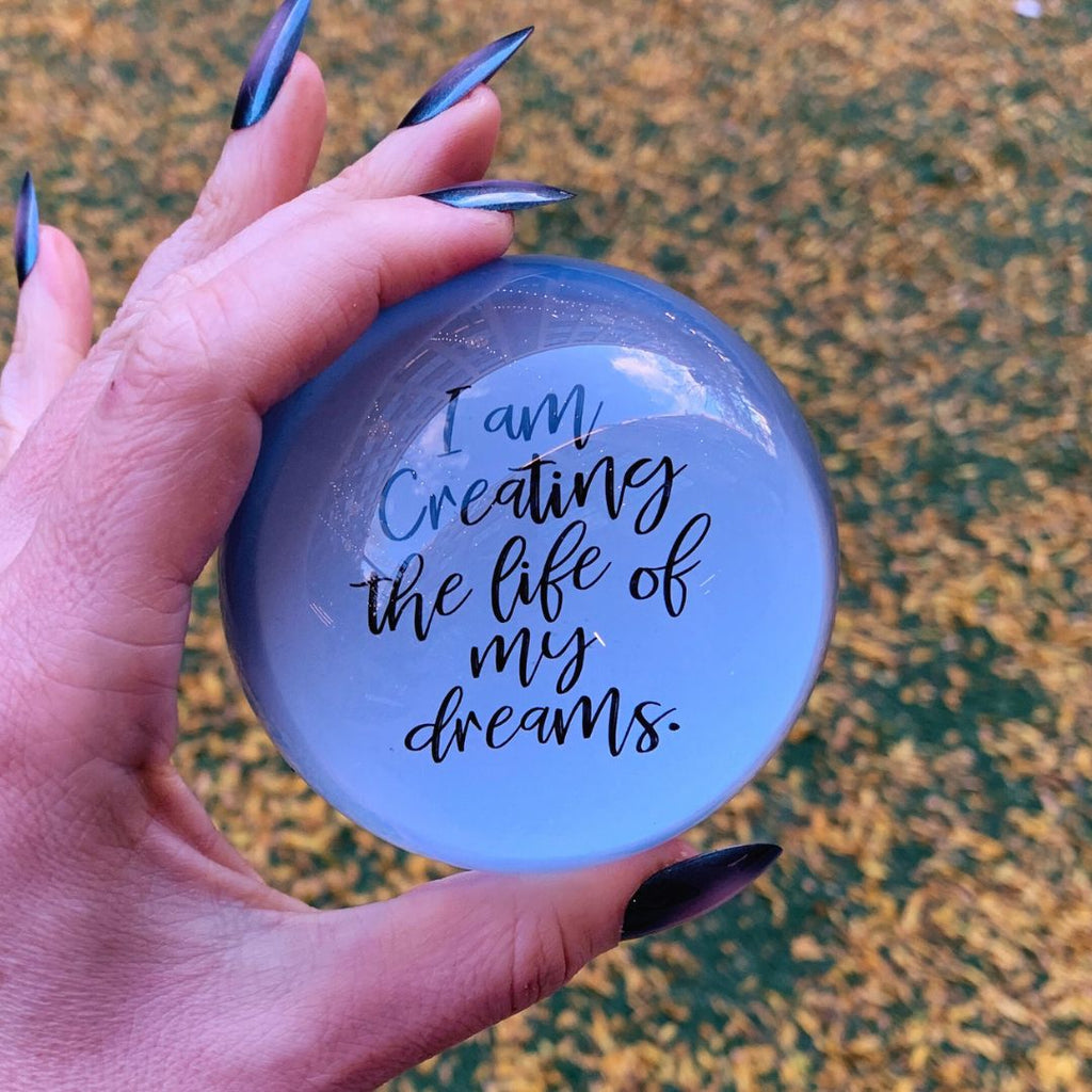 I Am Creating The Life Of My Dreams Glass Dome Paper Weight | Paper Document Holder by The Bullish Store