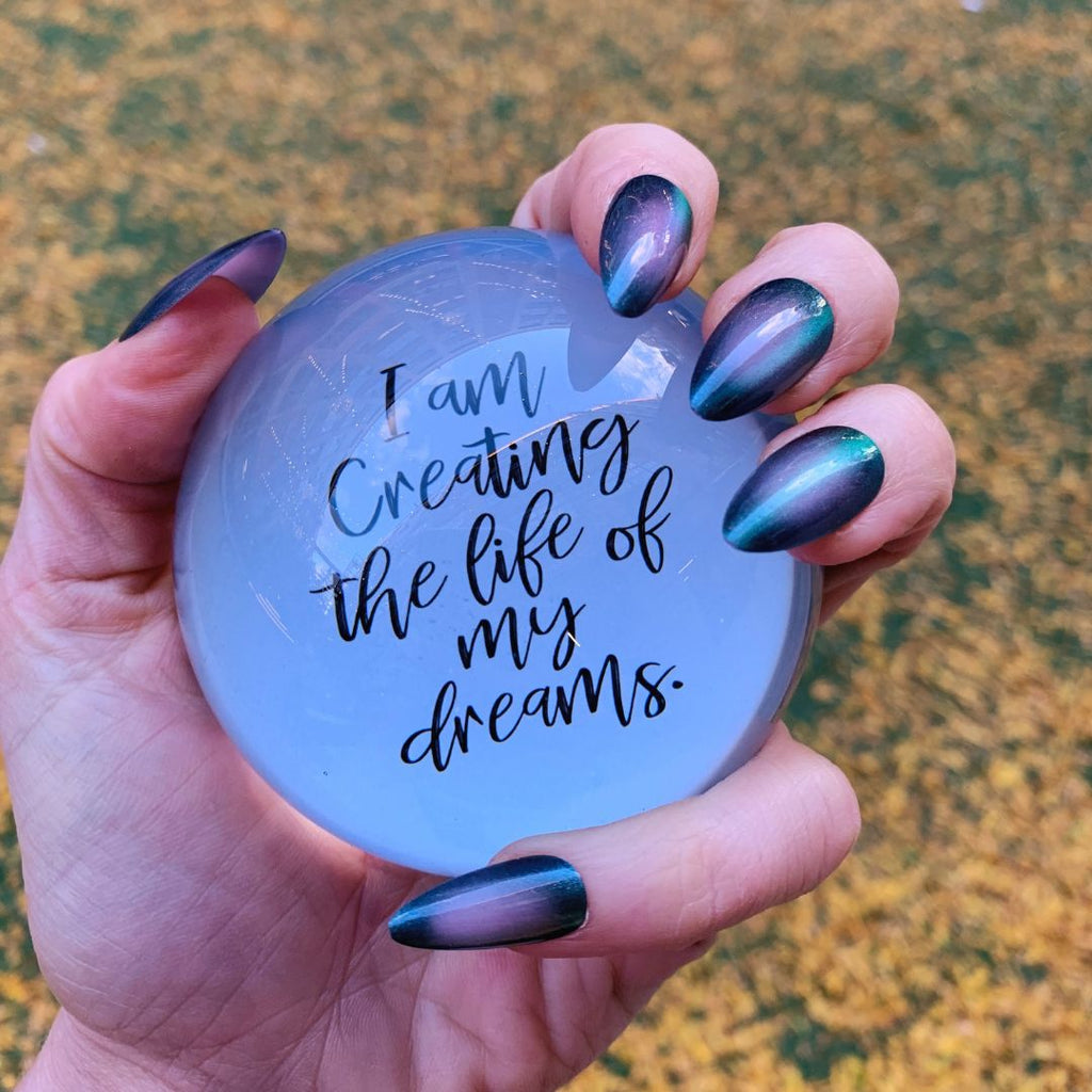 I Am Creating The Life Of My Dreams Glass Dome Paper Weight | Paper Document Holder by The Bullish Store
