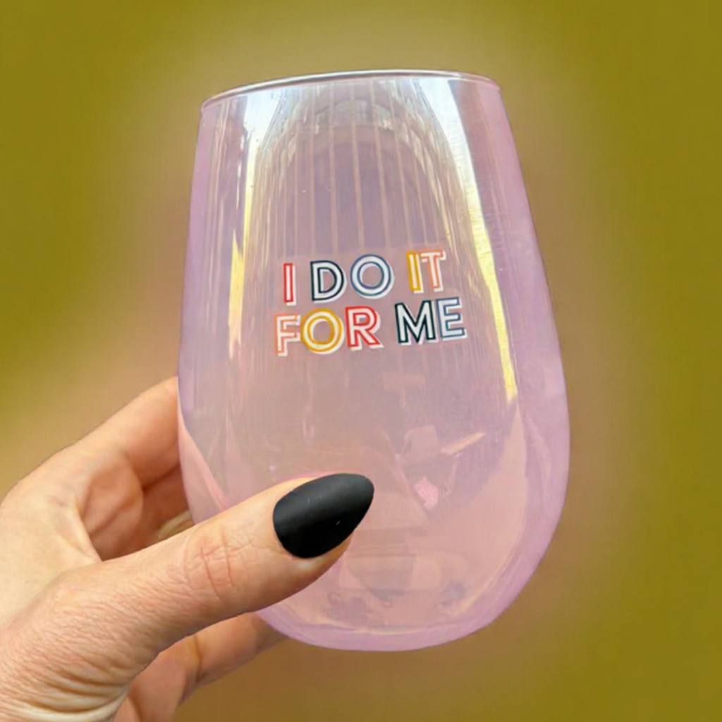 I Do It For Me Stemless Wine Glass in Purple | 20 Oz. by The Bullish Store